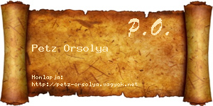 Petz Orsolya névjegykártya